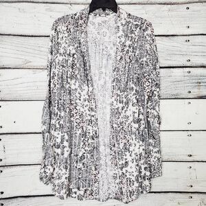 Maurices Black White Floral Print Open Front Cardigan Women’s Large Lightweight